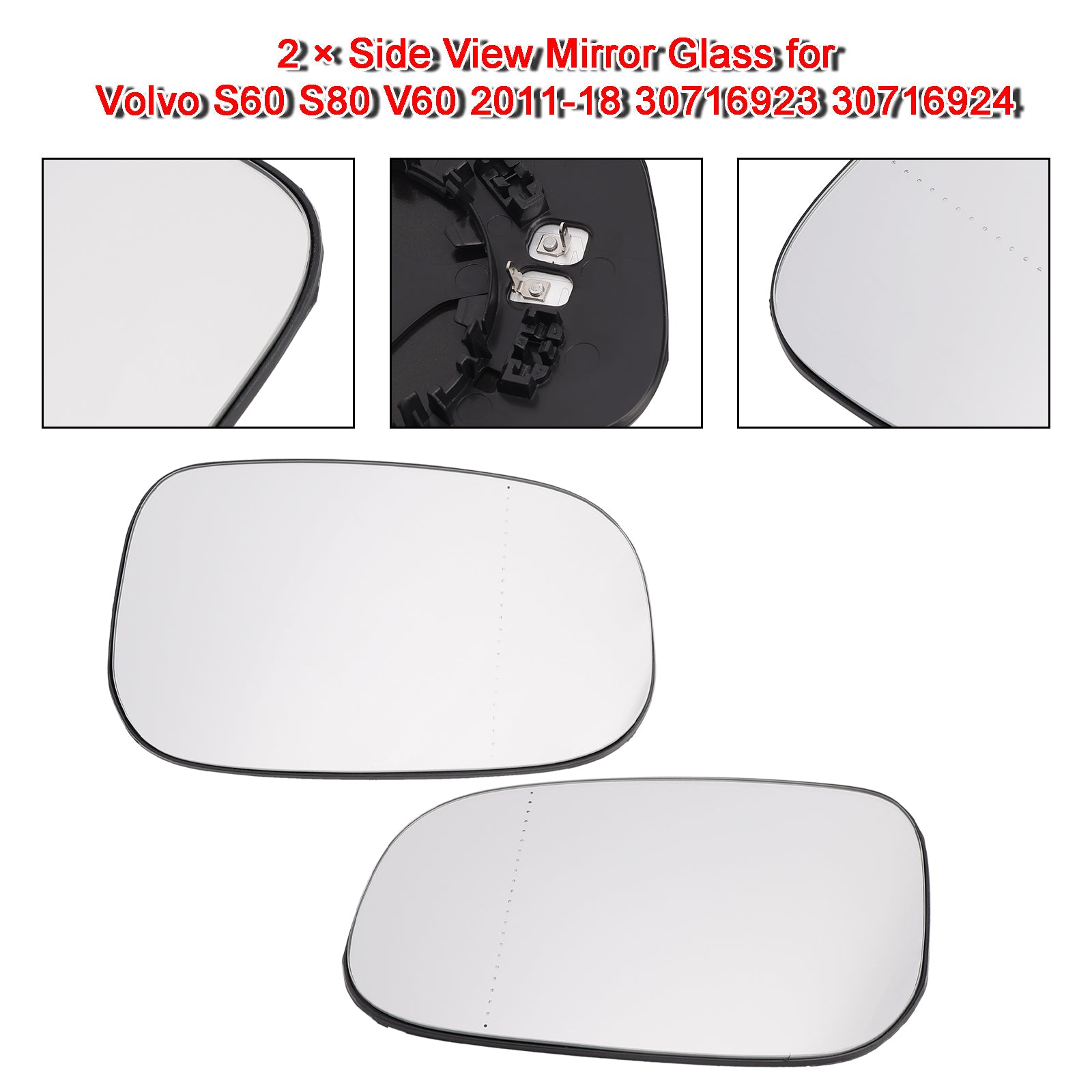 2013-2019 Volvo V40 2x Side View Mirror Glass 30716923 30716924