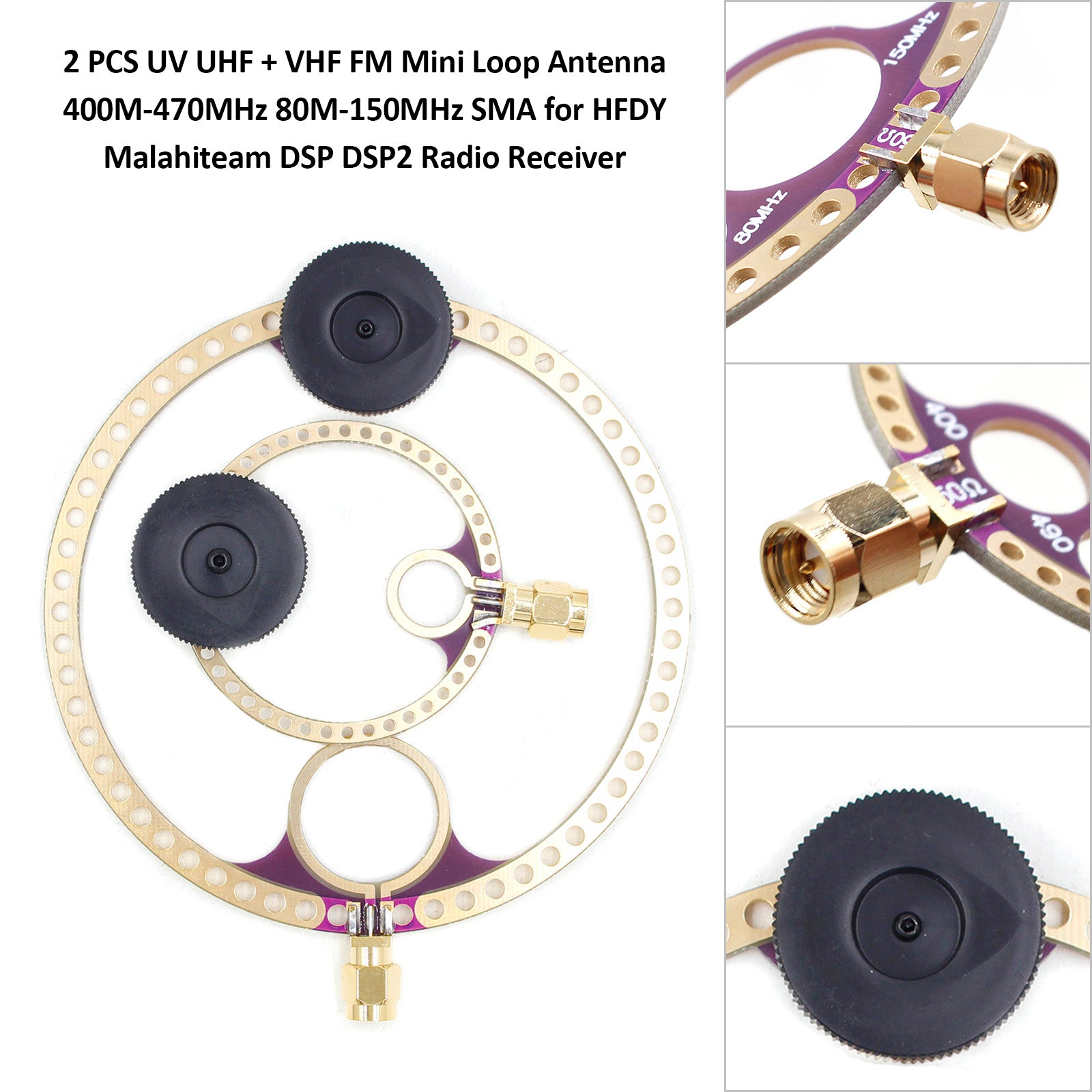 2x Donut VHF UHF FM Mini Loop Antenna for HFDY Malahiteam DSP DSP2 Radio Receiver