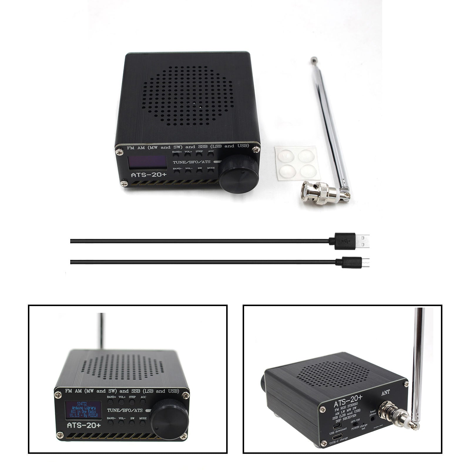 New ATS-25+ Si4732 All Band DSP Radio Receiver FM LW MW SW w/ 2.4" Touch Screen