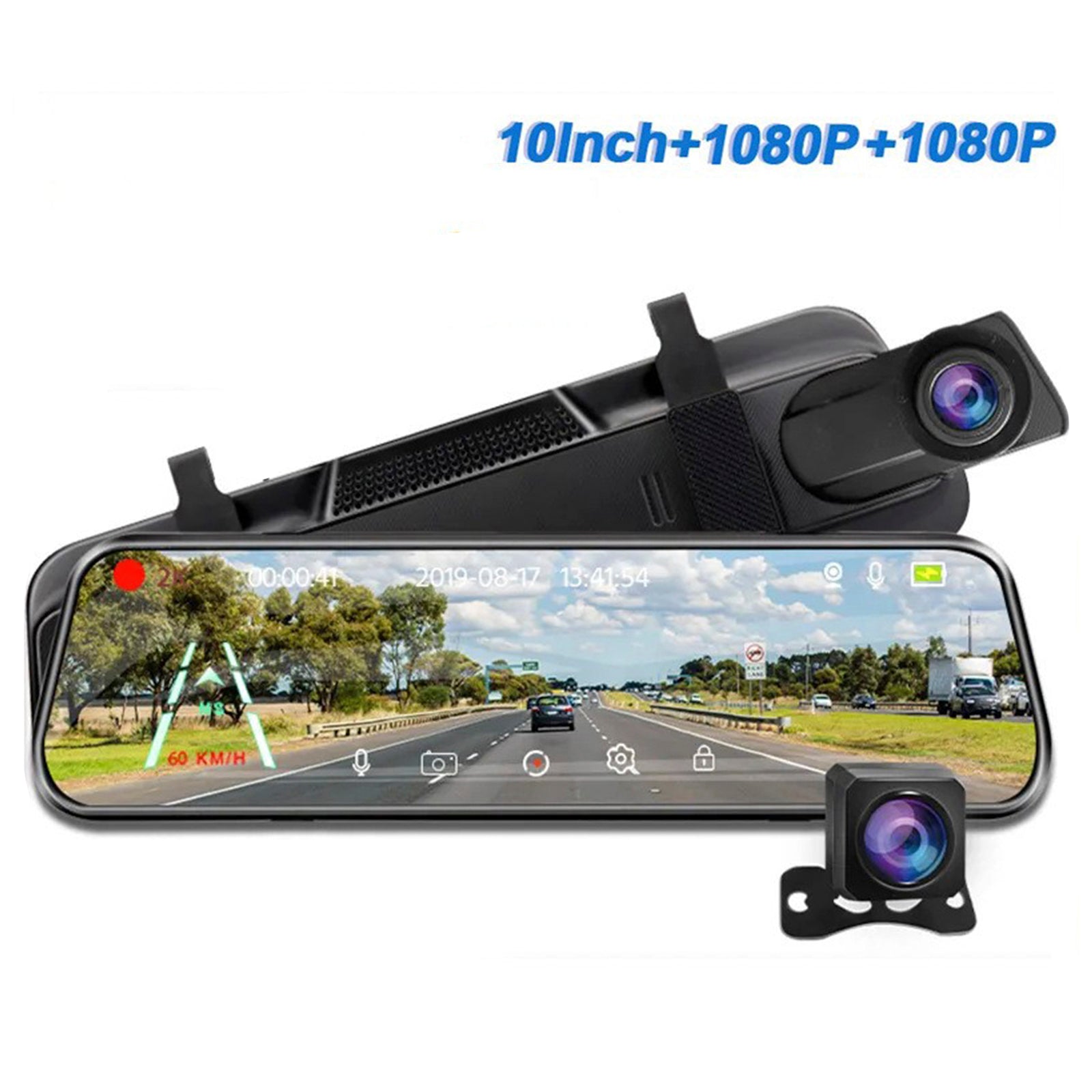 10-inch Full Screen HD 1080P Rearview Mirror Streaming Media Driving Recorder