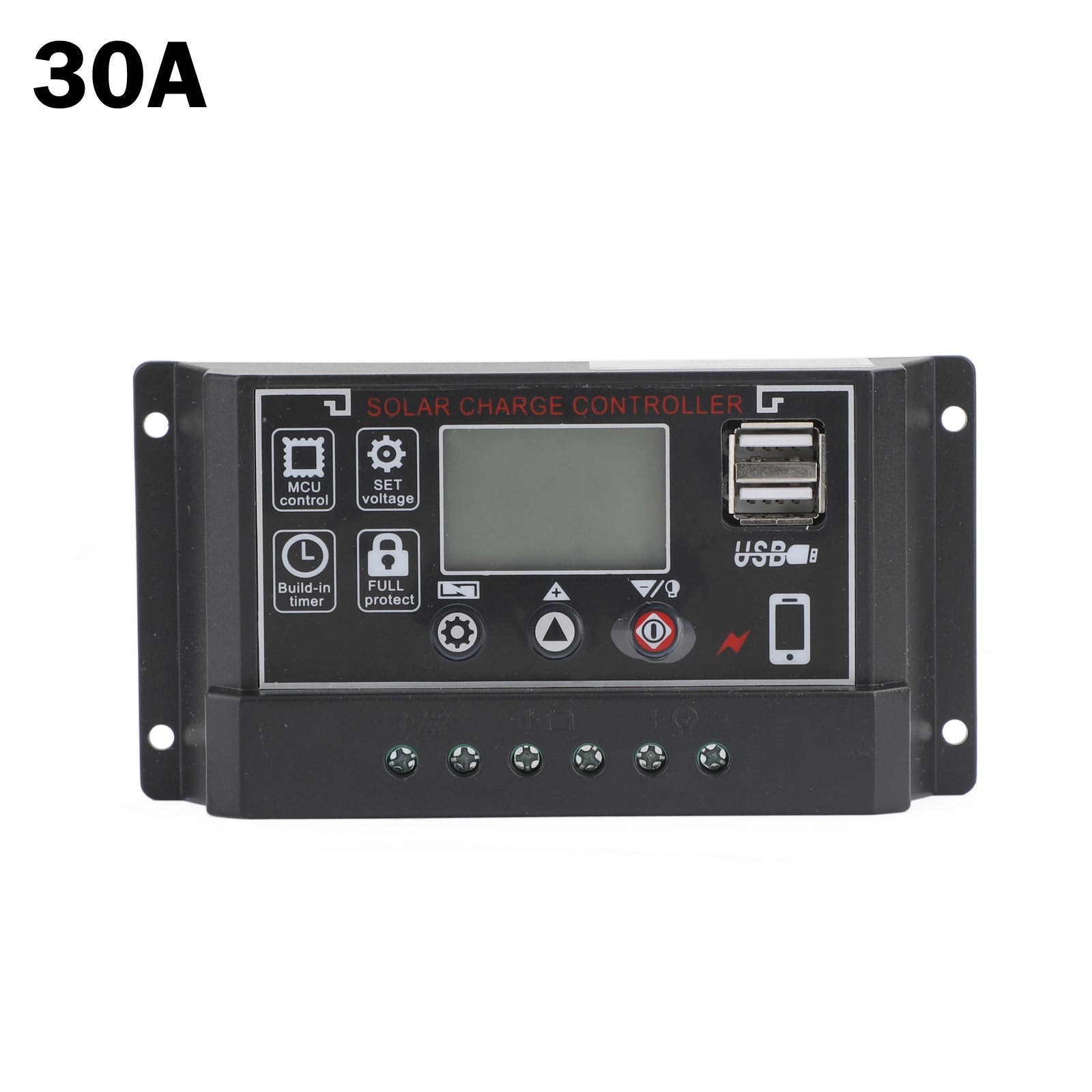 30-60A 12V/24V 태양광 패널 배터리 레귤레이터 충전 컨트롤러 4단계 듀얼 USB