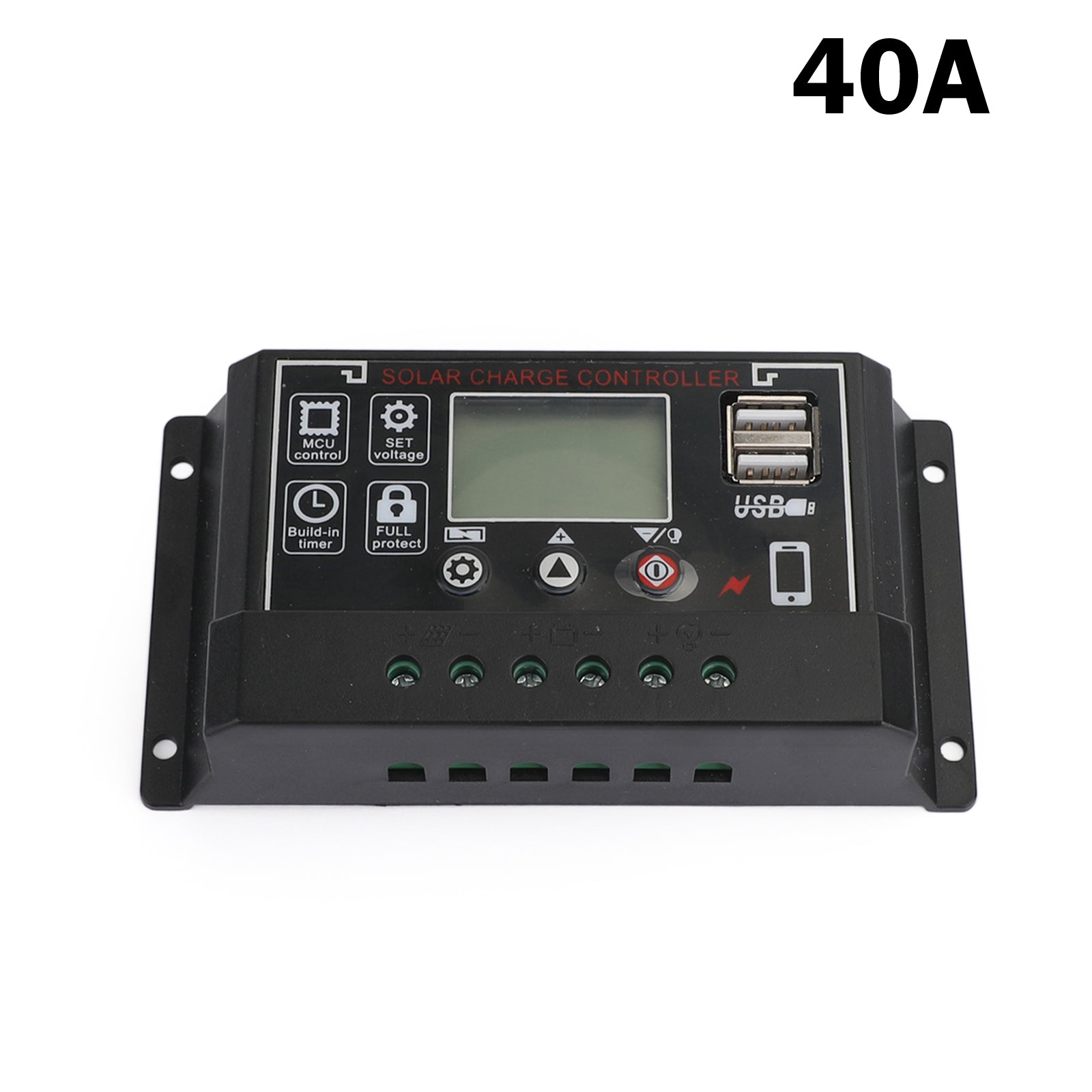 30-60A 12V/24V 태양광 패널 배터리 레귤레이터 충전 컨트롤러 4단계 듀얼 USB