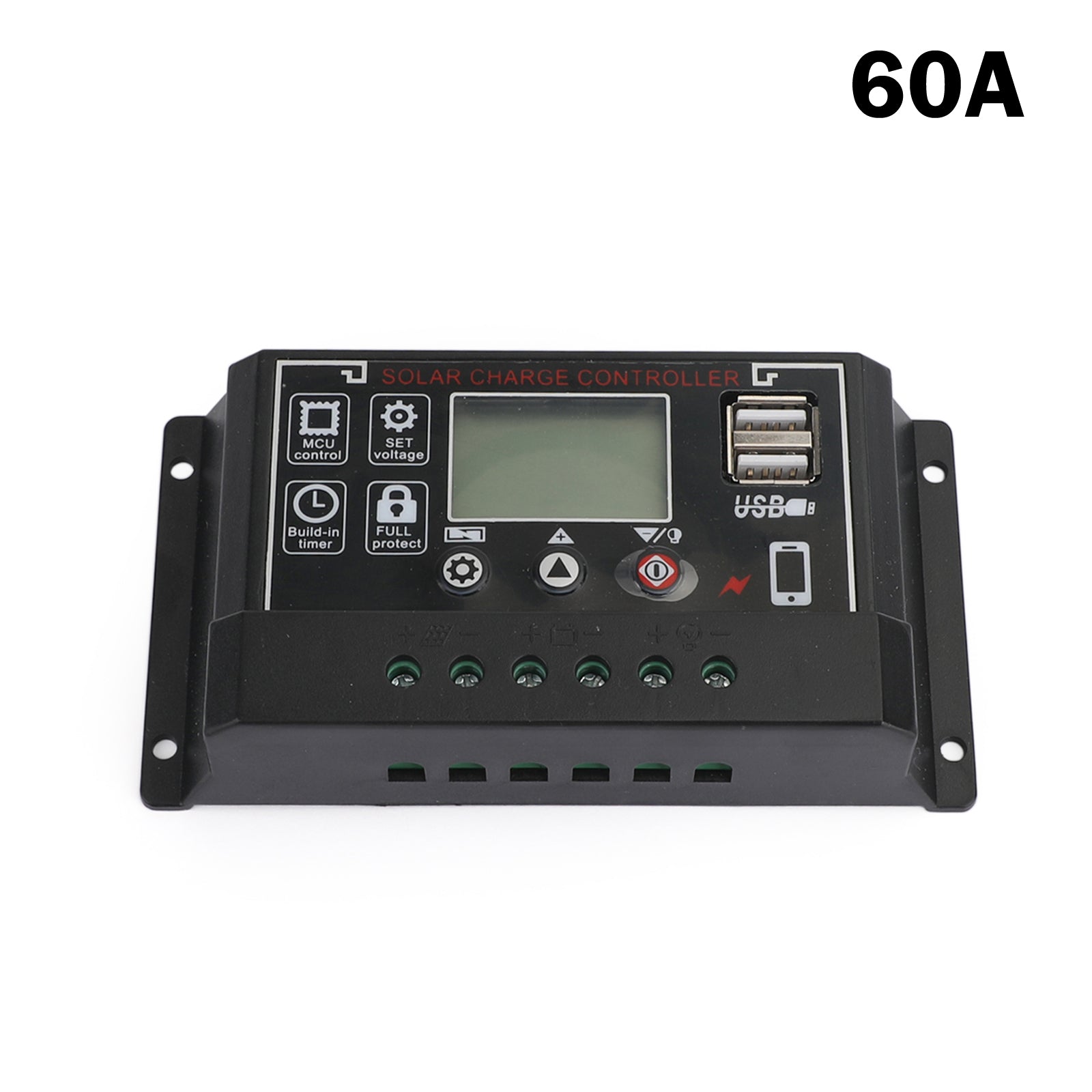30-60A 12V/24V 태양광 패널 배터리 레귤레이터 충전 컨트롤러 4단계 듀얼 USB