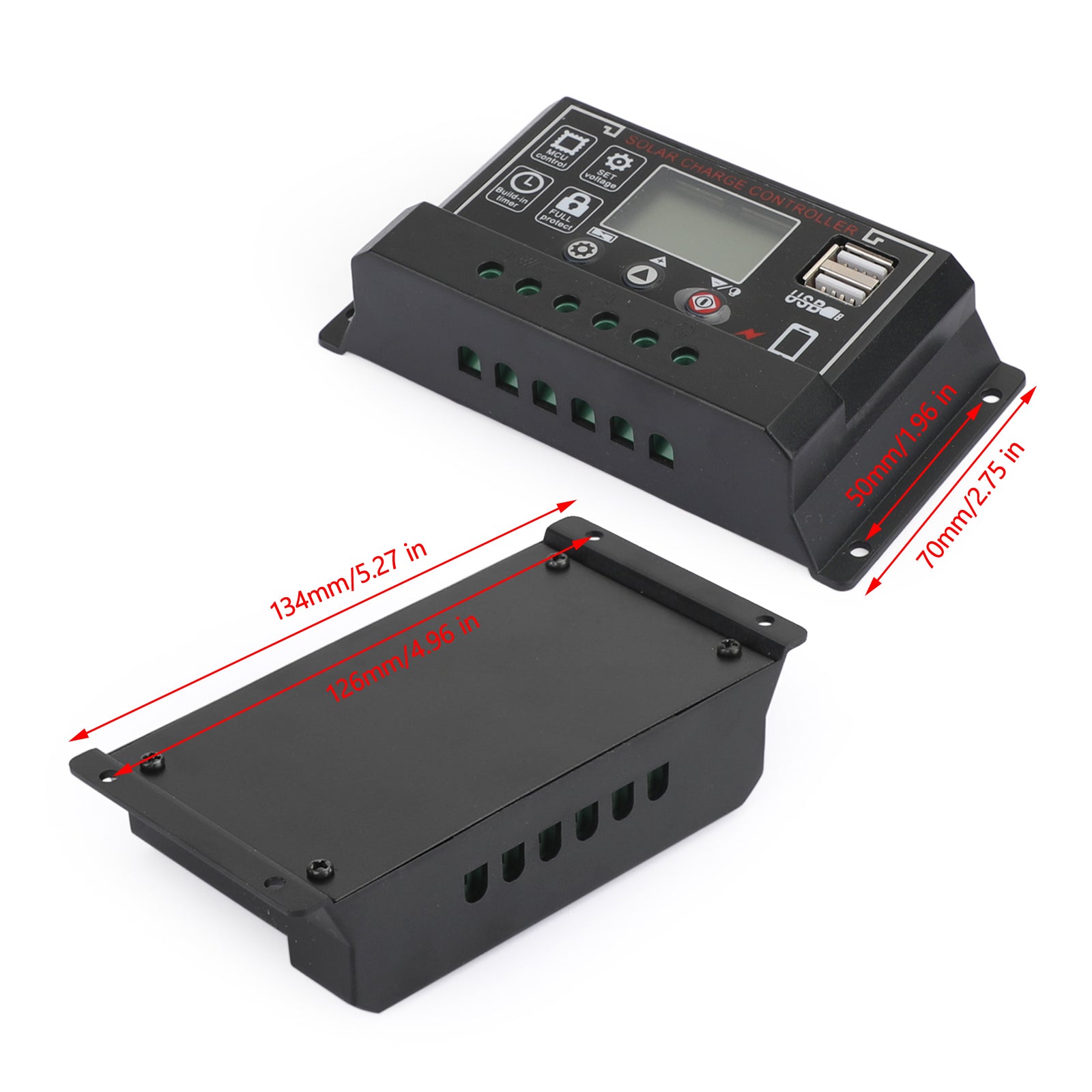 30-60A 12V/24V 태양광 패널 배터리 레귤레이터 충전 컨트롤러 4단계 듀얼 USB