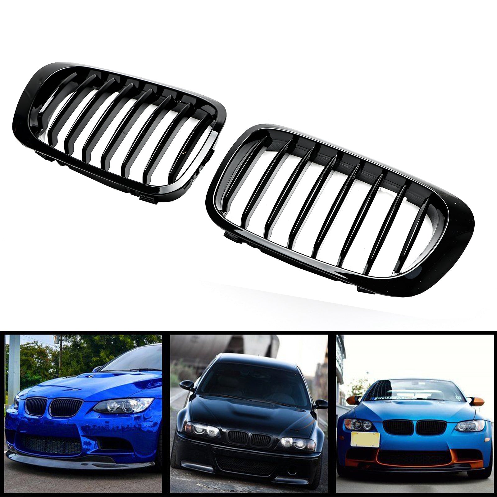 Front Fence Grill Grille ABS Gloss Black Mesh For BMW E46 2D (1999-2002) 3 Series Generic
