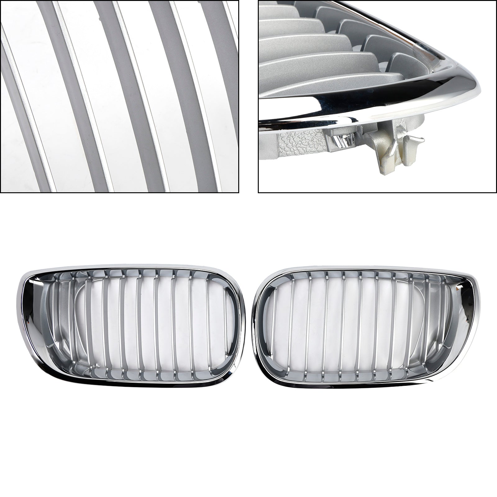 2002-2005 BMW E46 3 Series 4 Door Front Kidney Hood Grille Grill Chrome