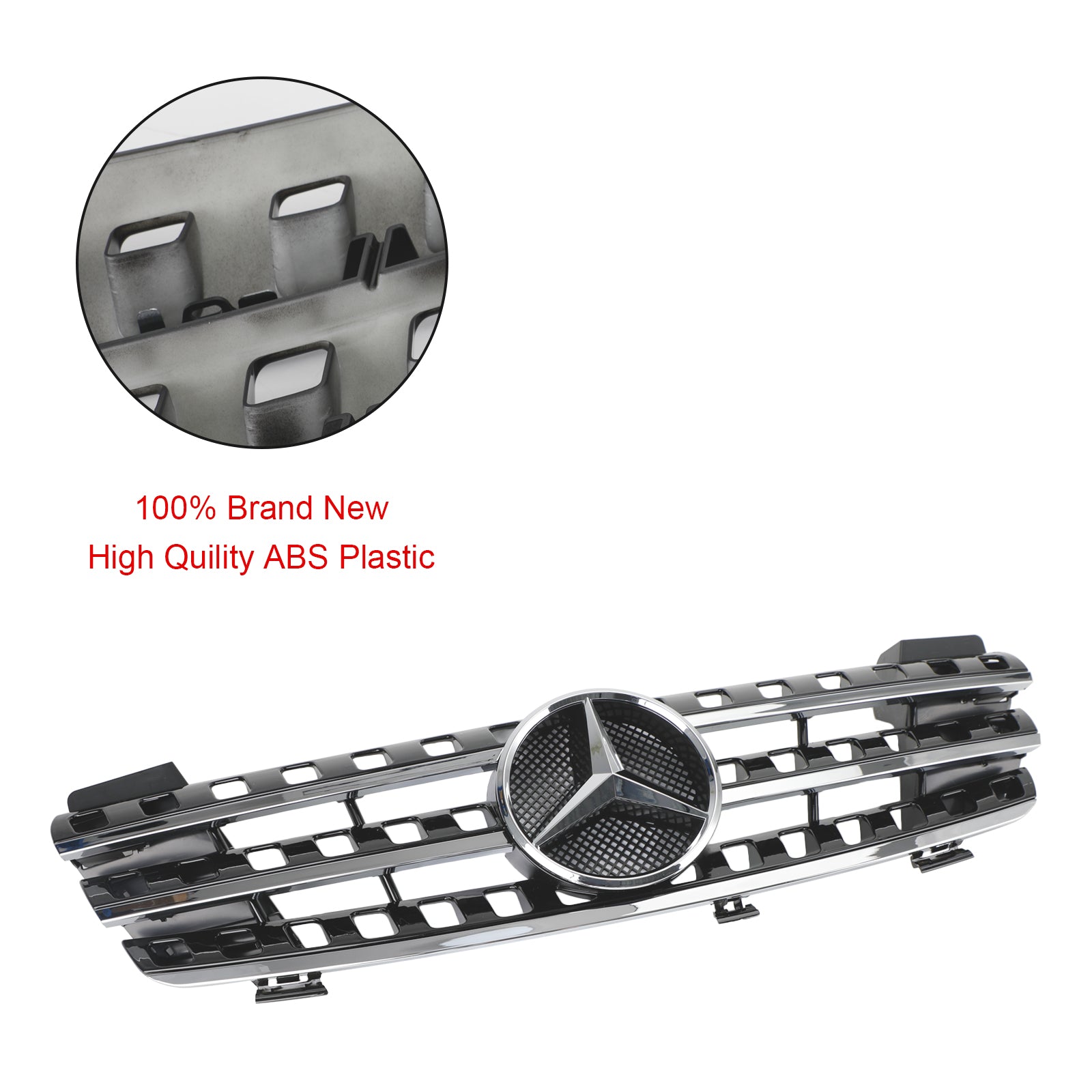 Mercedes Benz W164 2005-2008 ML M-Class Front Grill with Chrome Fins