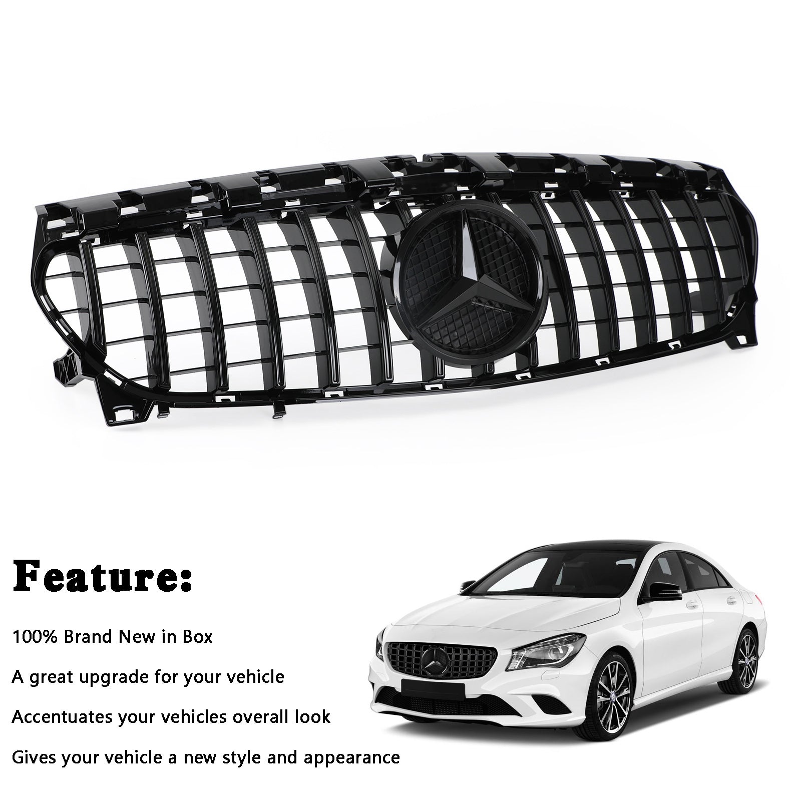 Mercedes Benz W117 CLA250 2013-2016 GT-R Style Front Bumper Grille Grill