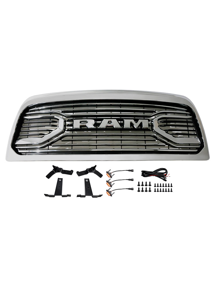 2010-2018 Dodge Ram 2500/3500 Laramie W/ Led Light Chrome Front Bumper Grille