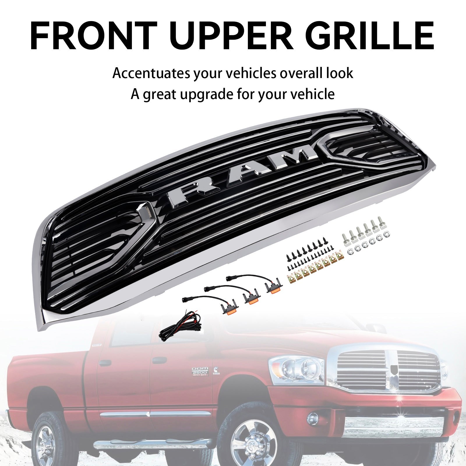 2006-2009 Dodge RAM 3500 Chrome Front Bumper Grill Grille