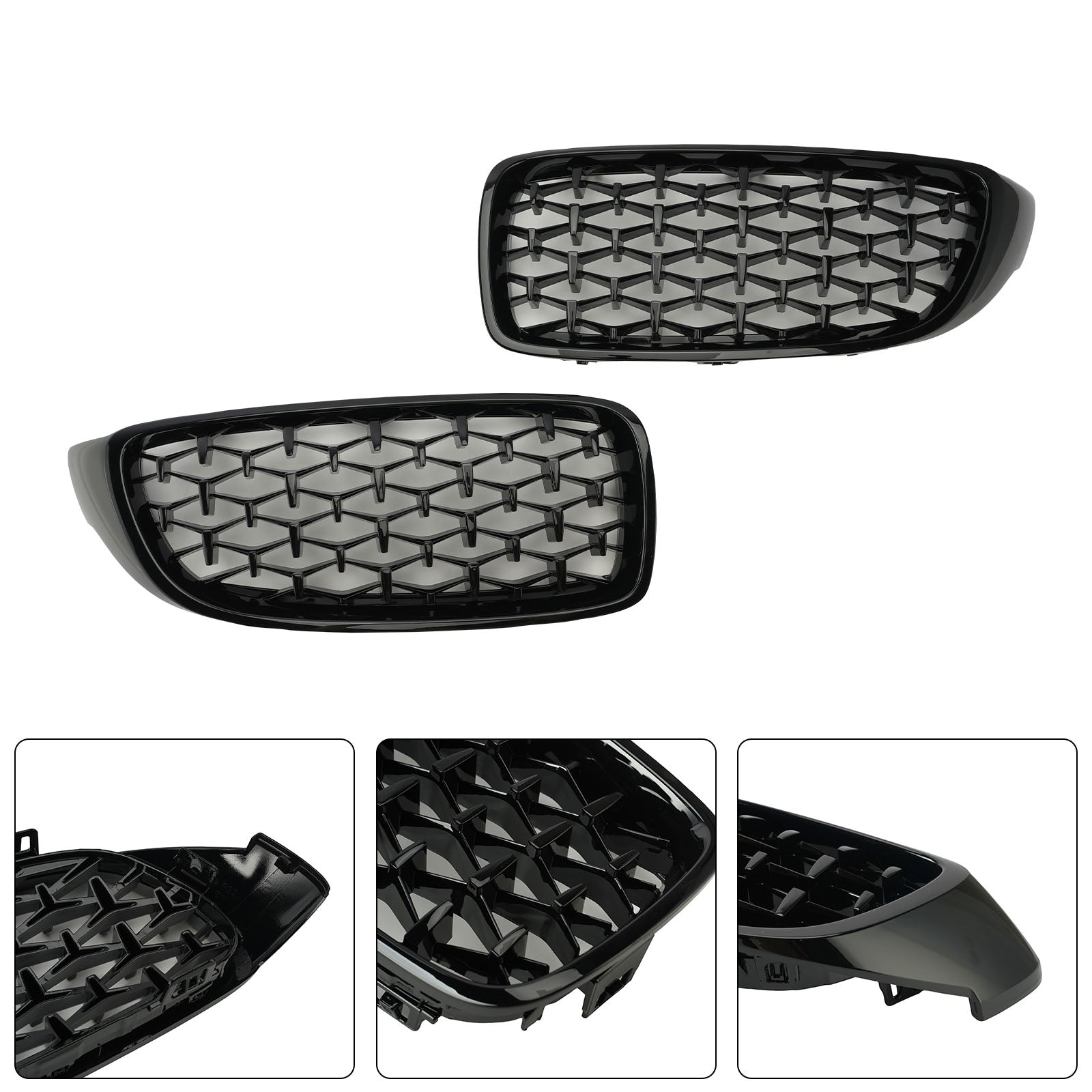 Parrilla superior delantera de diamante para BMW 4 Series F32 F33 F36 F82 14-2018 Gloss Black Generic