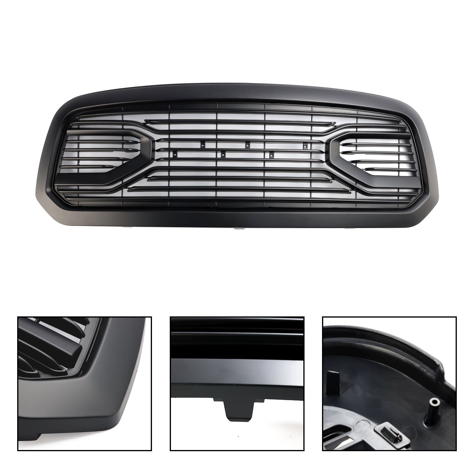 Ram 1500 2013-2018 Grill ABS Honeycomb Bumper Grill Mesh Rebel Style BLK W/Light Generic