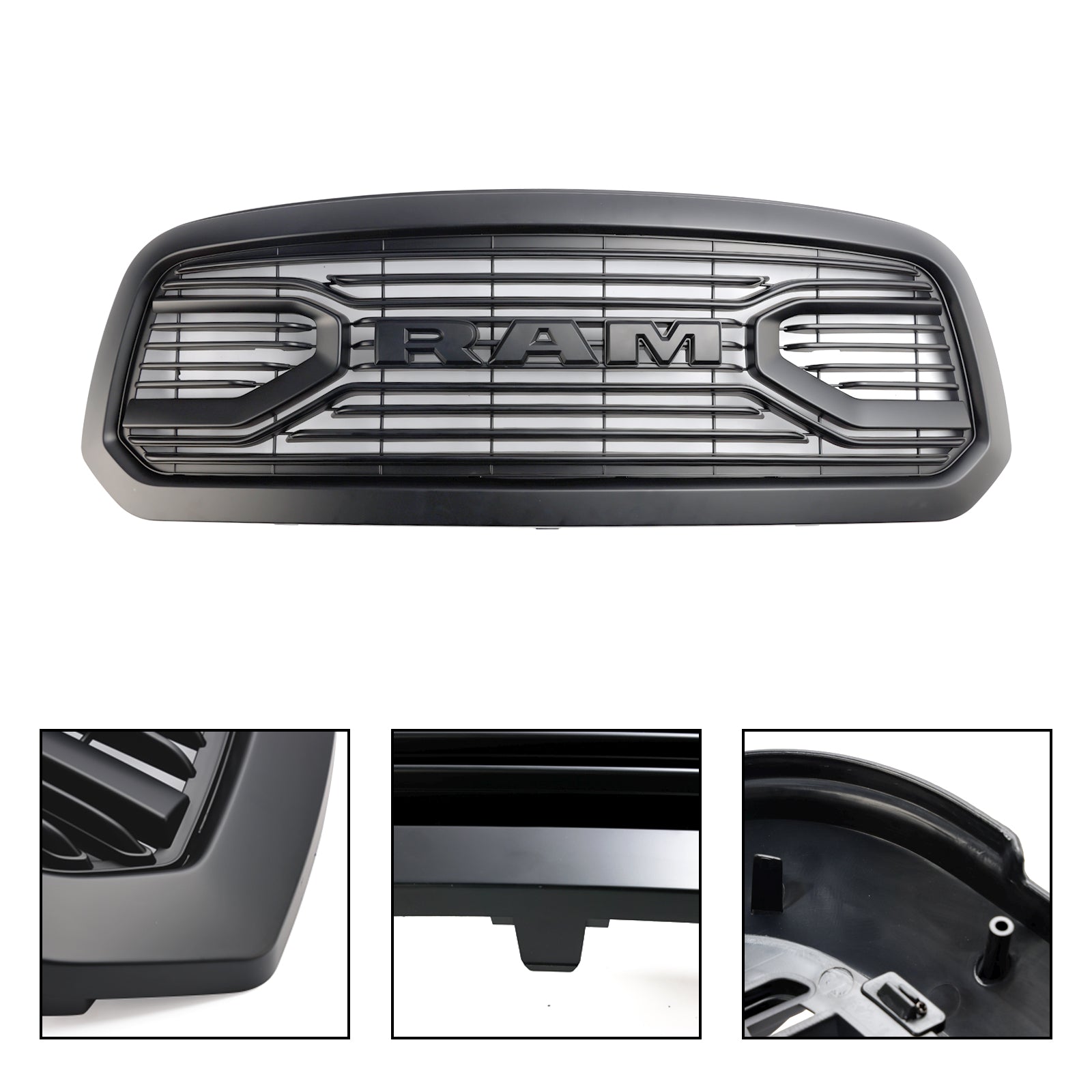 Ram 1500 2013-2018 Grill ABS Honeycomb Bumper Grill Mesh Rebel Style BLK W/Light Generic