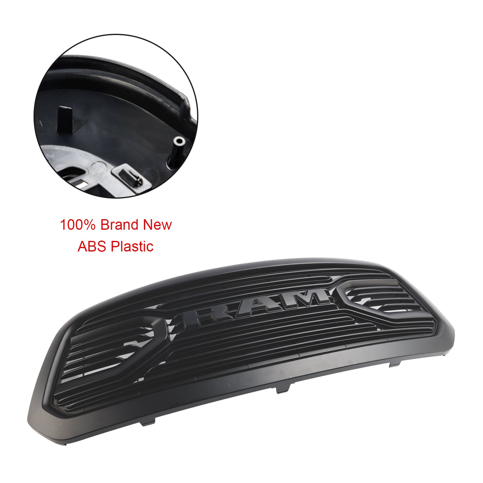 Ram 1500 2013-2018 Grill ABS Honeycomb Bumper Grill Mesh Rebel Style BLK W/Light Generic