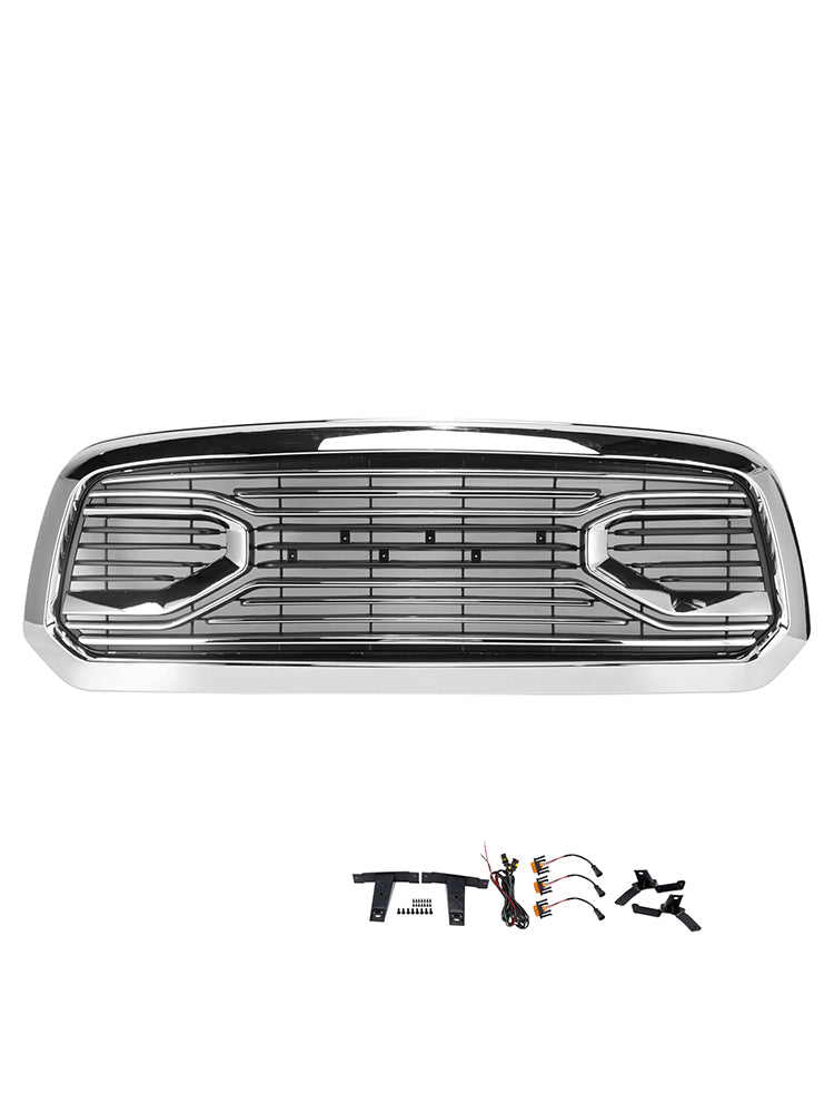 2013-2018 Dodge Ram 1500 Big Horn Style Front Bumper Grill Grille Chrome