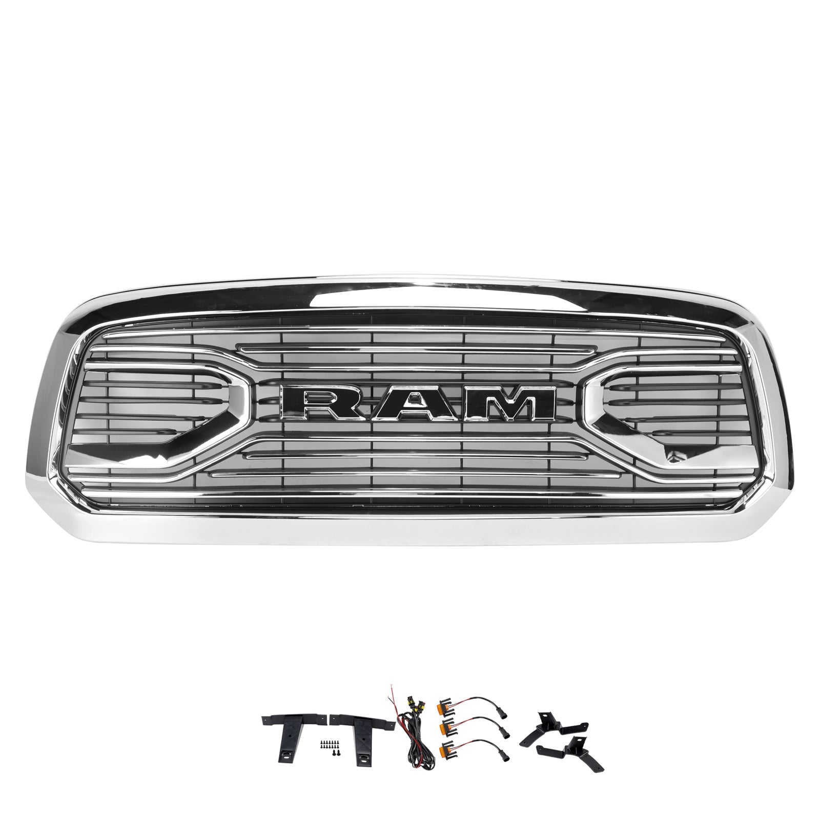 2013-2018 Dodge Ram 1500 Big Horn Style Front Bumper Grill Grille Chrome