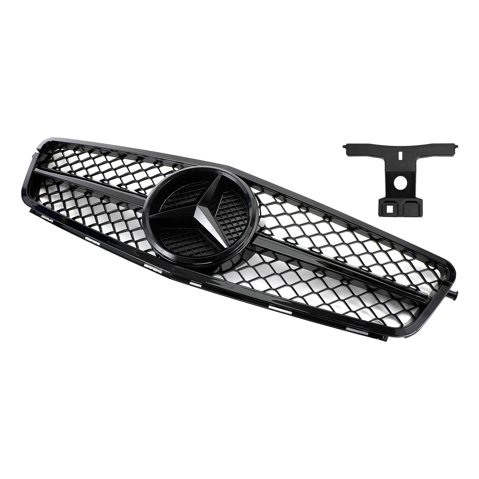 C63 Style Gloss Black Grill Grille Fits C-Class Benz W204 C300 C350 2008-2014