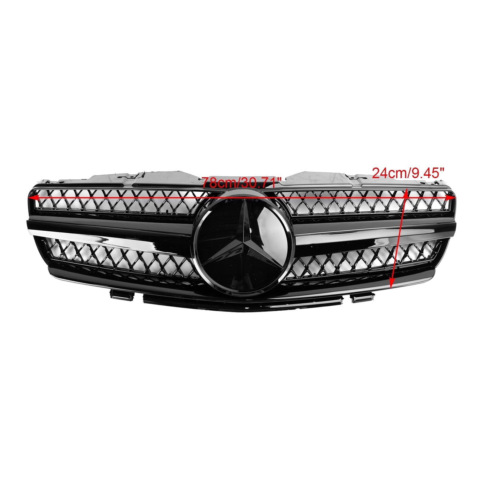Mercedes R230 SL500 SL600 2003-2006 Front Upper Grille Grill 1 Fin Star Black