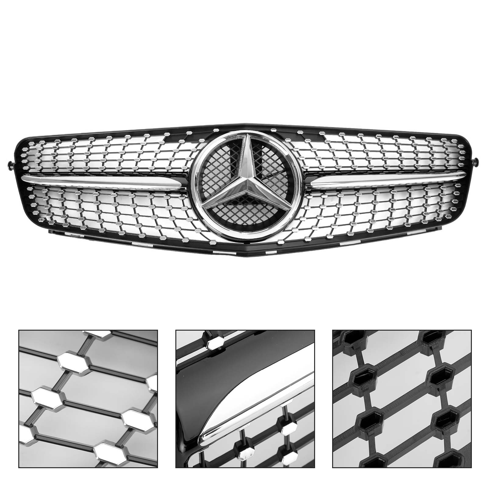 2008-2014 C-Class Benz W204 C300 C350 LED Diamond Front Bumper Grille Grill