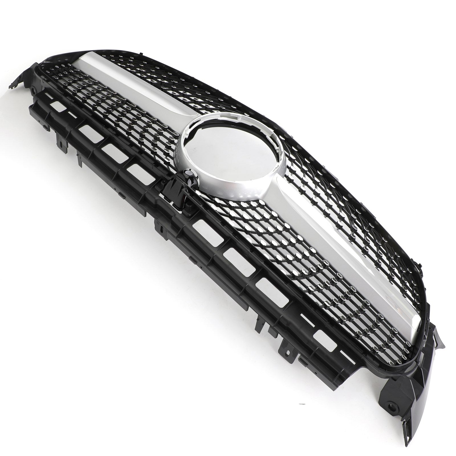 W213 E300 E400 16-19 Mercedes Benz Diamond Silver Border Front Grill Replacement Grille Generic