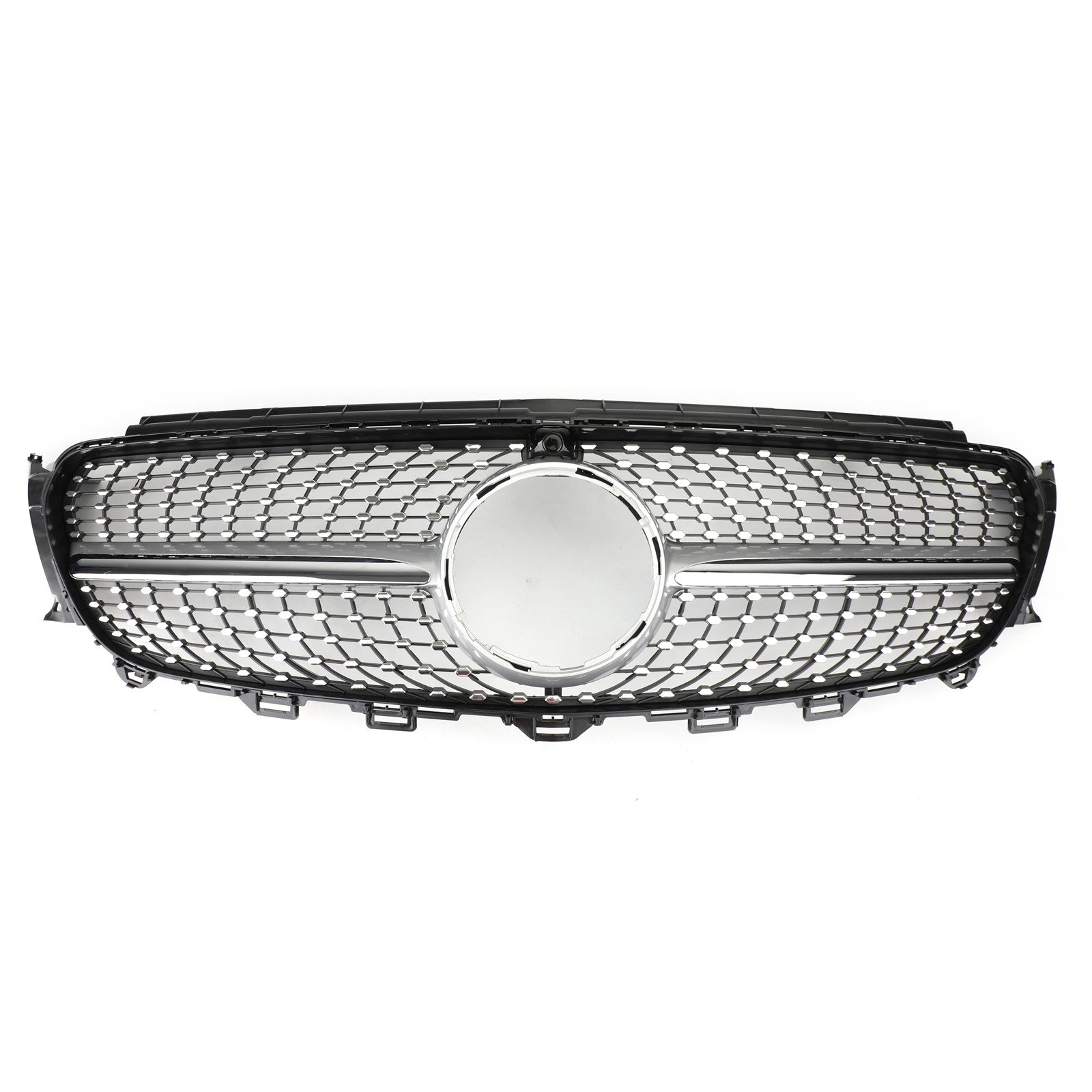 W213 E300 E400 16-19 Mercedes Benz Diamond Silver Border Front Grill Replacement Grille Generic