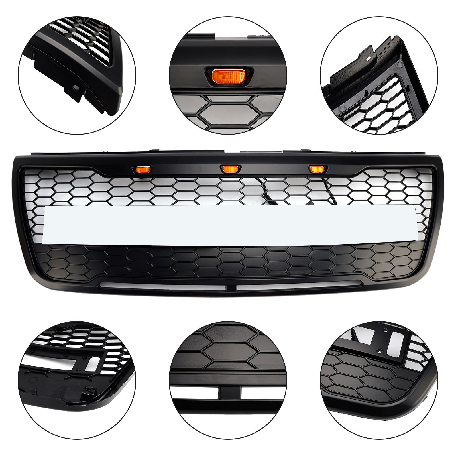 2012-2015 Ford Explorer With Lights Grey Front Upper Bumper Grill Grille