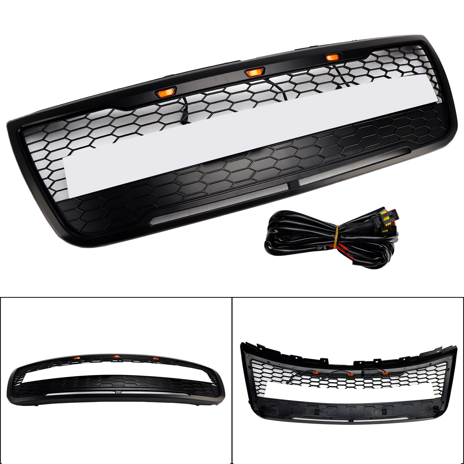 2012-2015 Ford Explorer With Lights Grey Front Upper Bumper Grill Grille