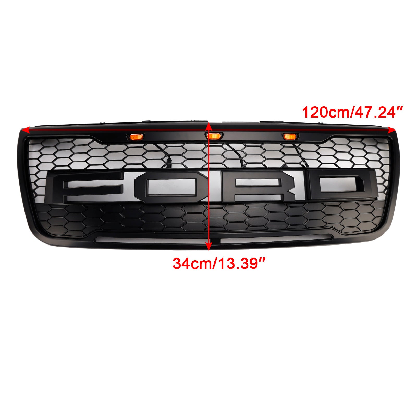 2012-2015 Ford Explorer With Lights Grey Front Upper Bumper Grill Grille