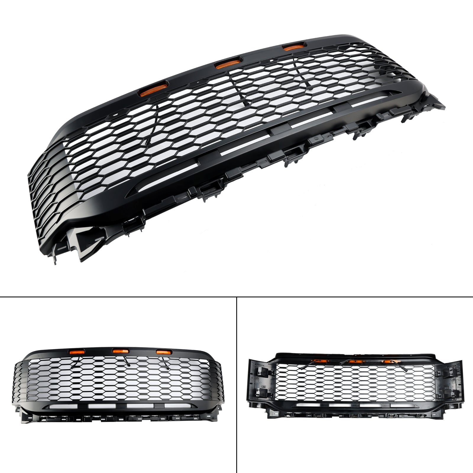 Replacement ABS Front Bumper Grill Grille Fit Ford F150 2021-2023 Raptor W/ LED Without Camera Housing