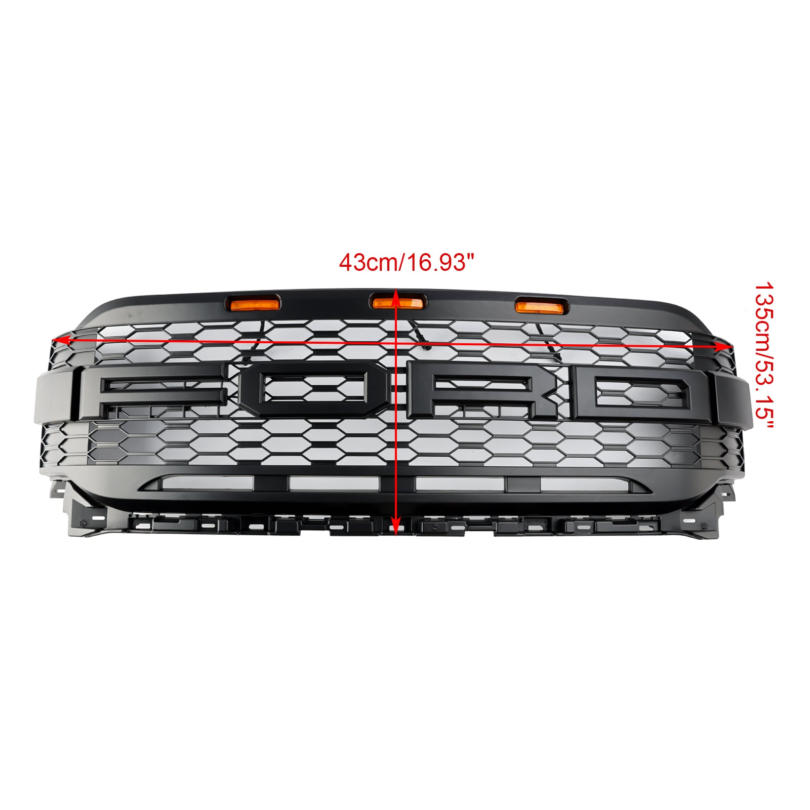 Replacement ABS Front Bumper Grill Grille Fit Ford F150 2021-2023 Raptor W/ LED Without Camera Housing