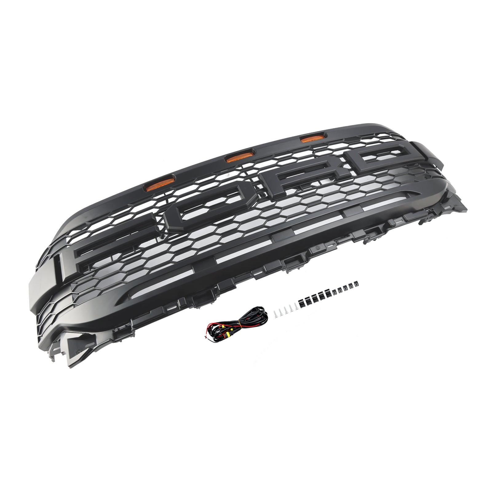 Replacement ABS Front Bumper Grill Grille Fit Ford F150 2021-2023 Raptor W/ LED Without Camera Housing