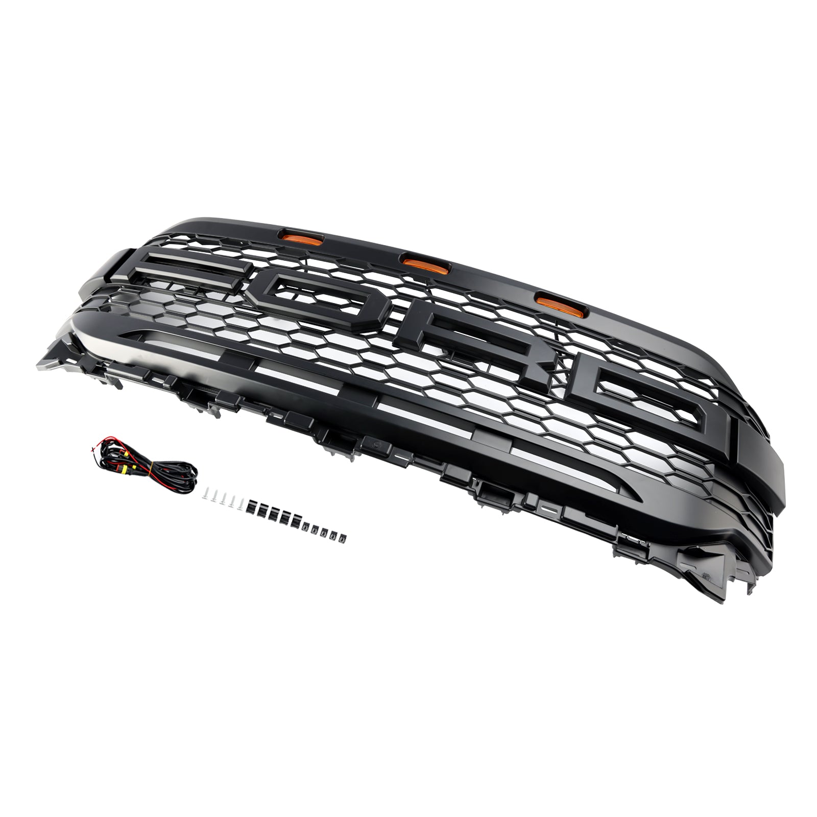 Replacement ABS Front Bumper Grill Grille Fit Ford F150 2021-2023 Raptor W/ LED Without Camera Housing