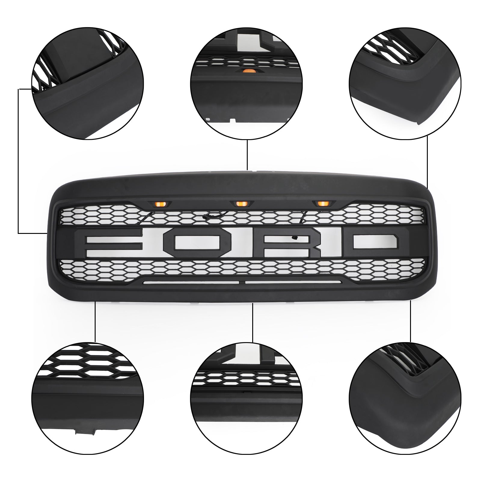 Raptor Style Grille Fit Ford F250 F350 F450 F550 1999-2004 Super Duty Black