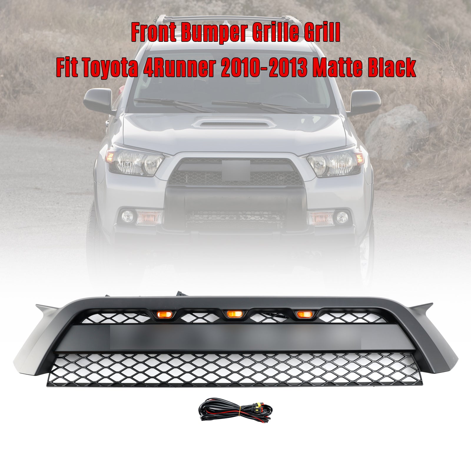 Toyota 4Runner 2010-2013 Matte Black TRD Pro Style Front Bumper Grille Grill Generic