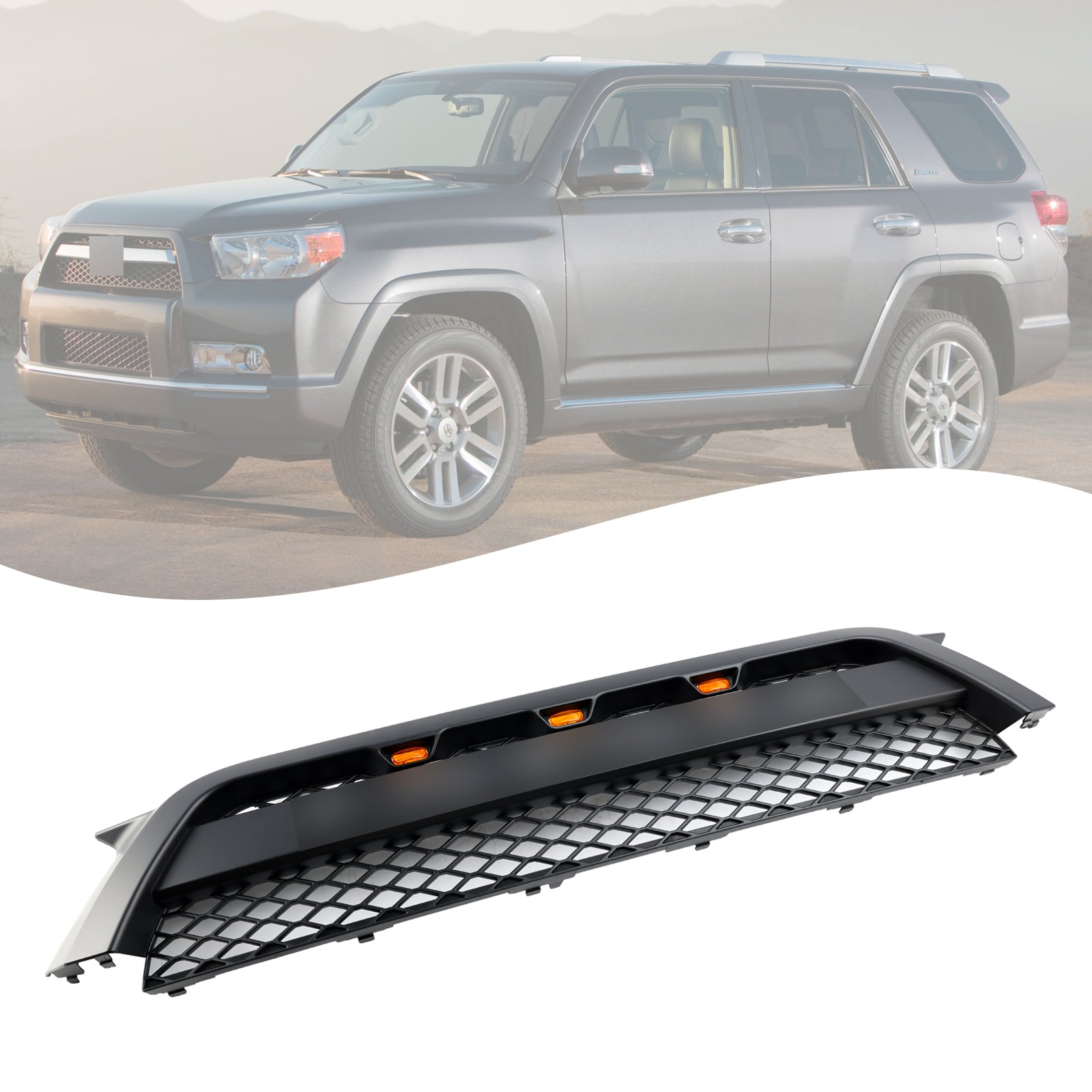 2010-2013 4Runner TO1200367 Matte Black W/Letter TRD Pro Style Front Bumper Grille Grill Generic