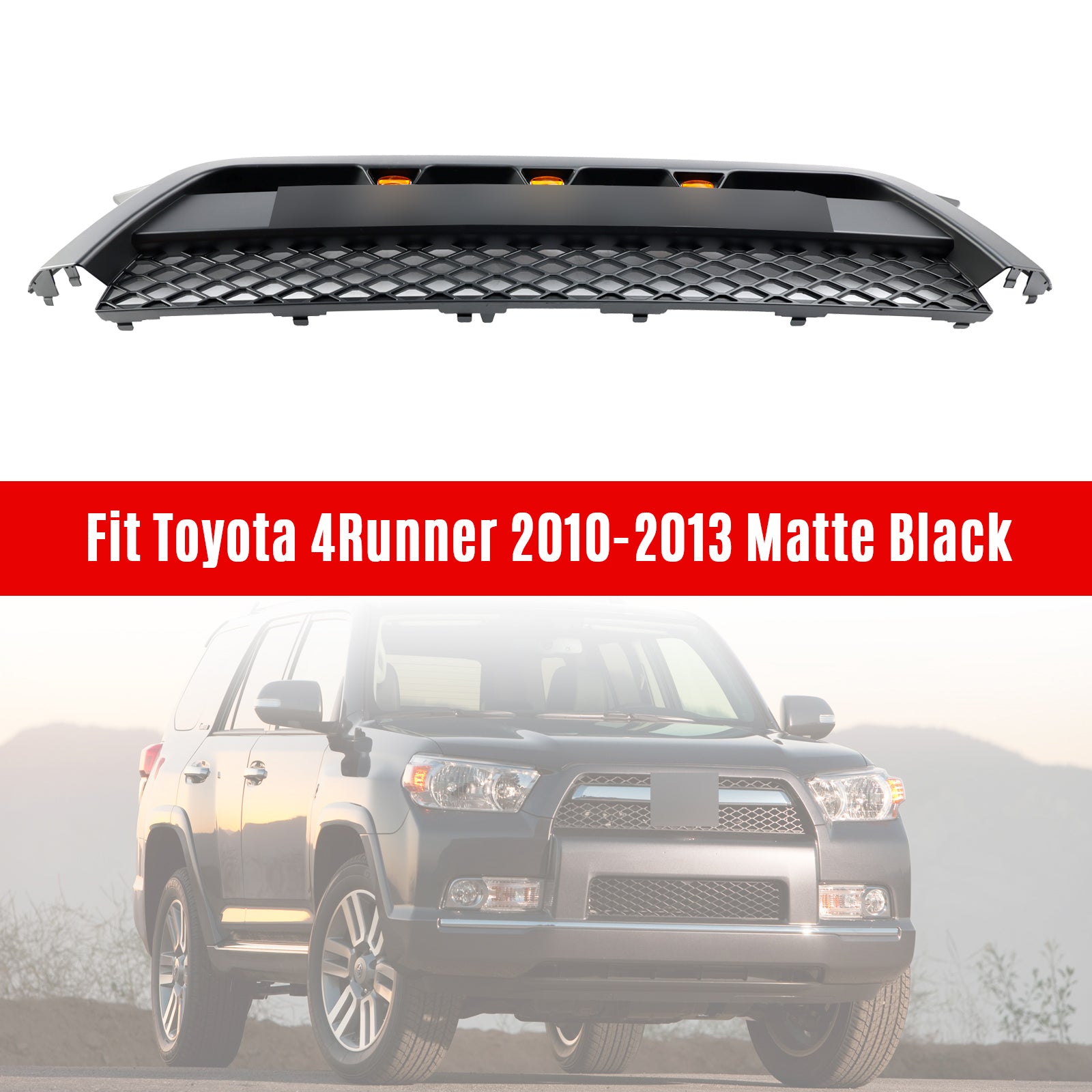 2010-2013 4Runner TO1200367 Matte Black W/Letter TRD Pro Style Front Bumper Grille Grill Generic