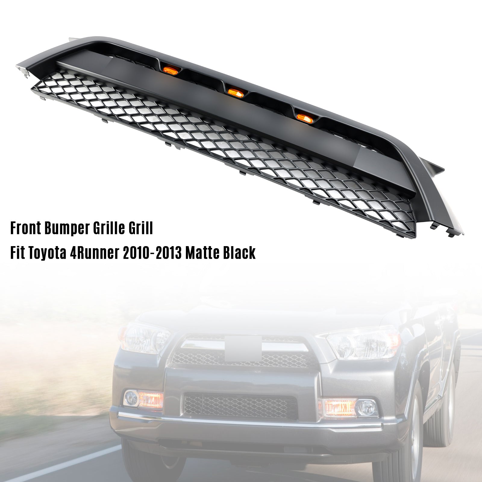 Toyota 4Runner 2010-2013 Matte Black TRD Pro Style Front Bumper Grille Grill Generic