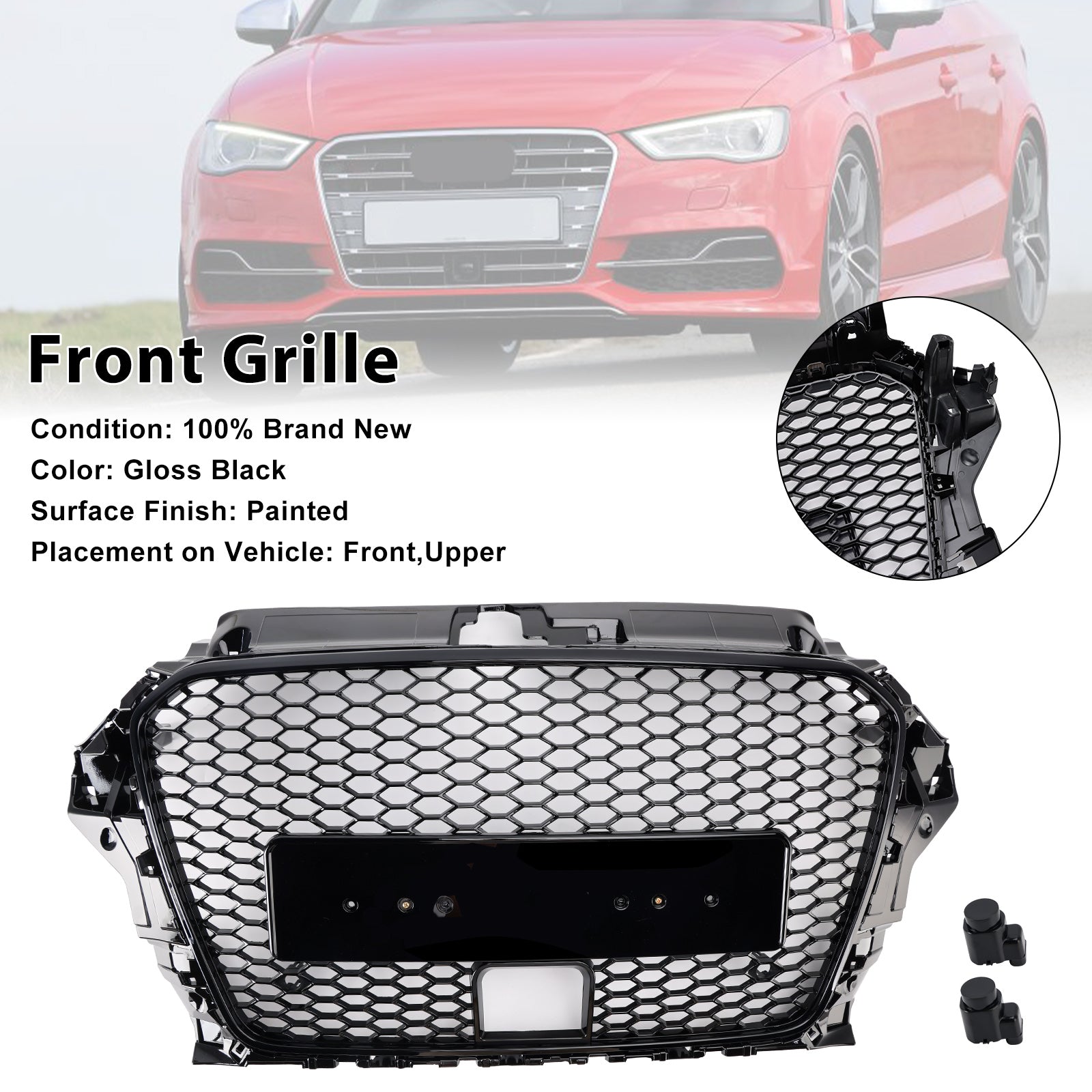 2013-2016 Audi A3 8V1 / Sline / S3 With ACC RS3 Style Front Bumper Grill Grille