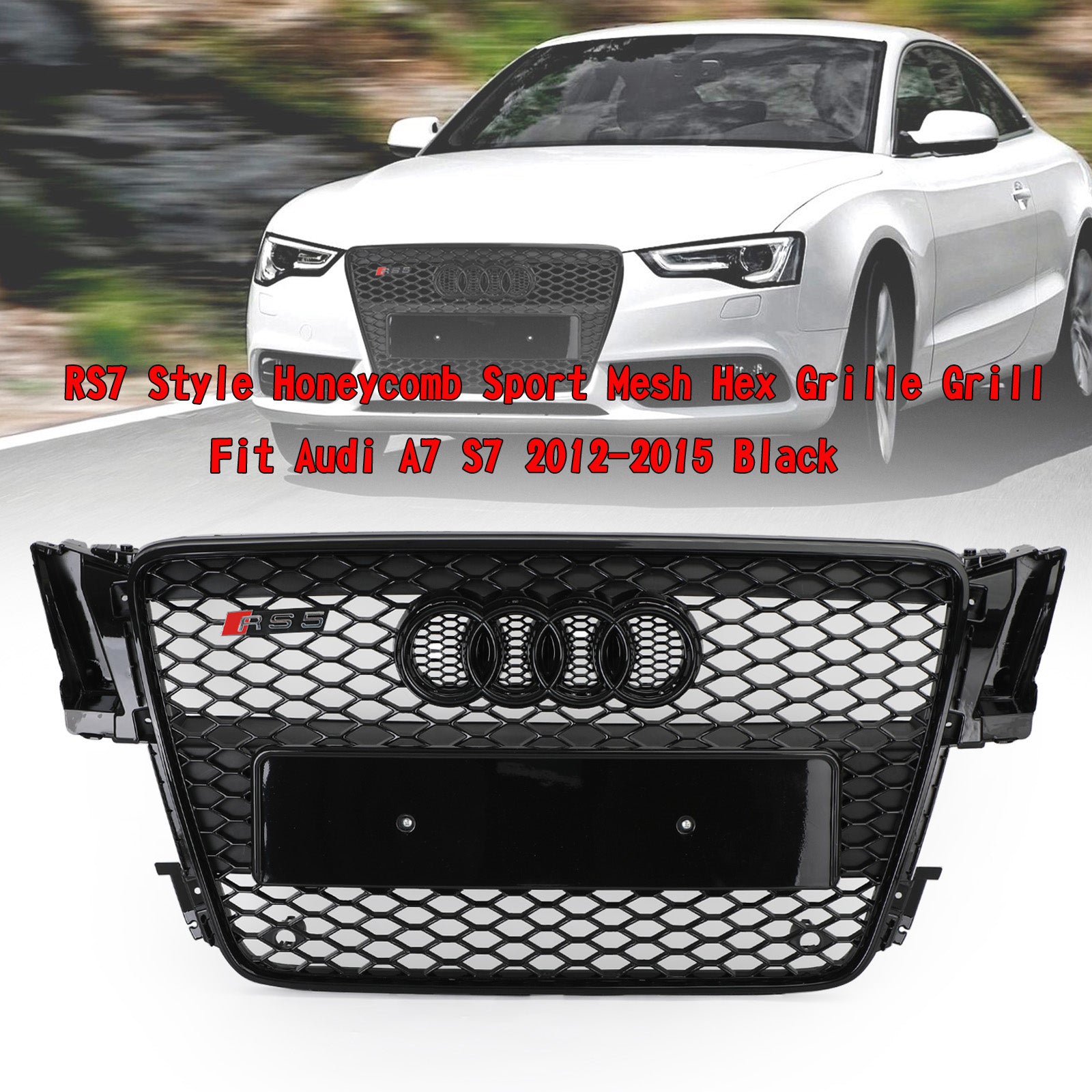 2008-2012 AUDI A5 S5 B8 Reemplazo de parrilla RS5 Estilo Hood Honeycomb Sport Mesh Grille Genérico