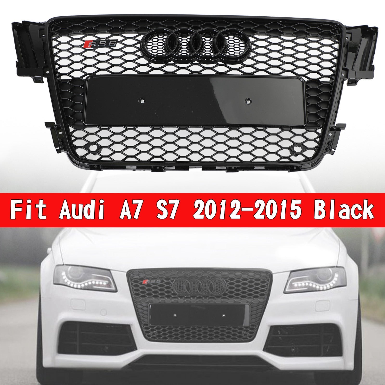 08-12 AUDI A5 S5 B8 Honeycomb RS5 Style Hood Sport Mesh Grille Grill Genérico