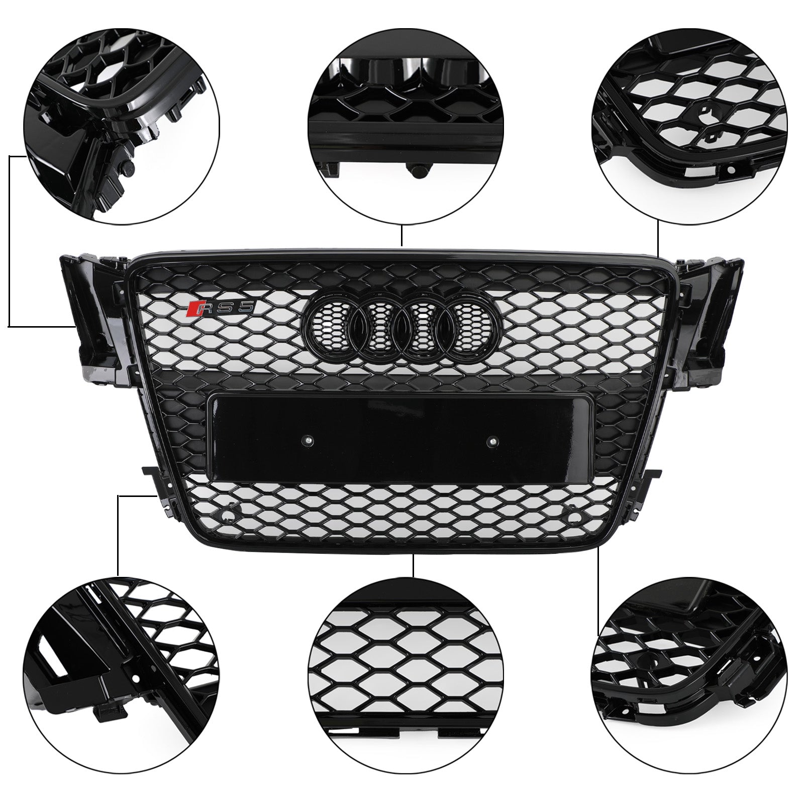 2008-2012 AUDI A5 S5 B8 Reemplazo de parrilla RS5 Estilo Hood Honeycomb Sport Mesh Grille Genérico