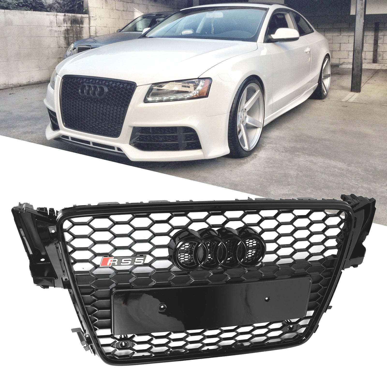 AUDI A5 S5 B8 2008-2012 RS5 Style Hood Henycomb Sport mesh Grille Grill