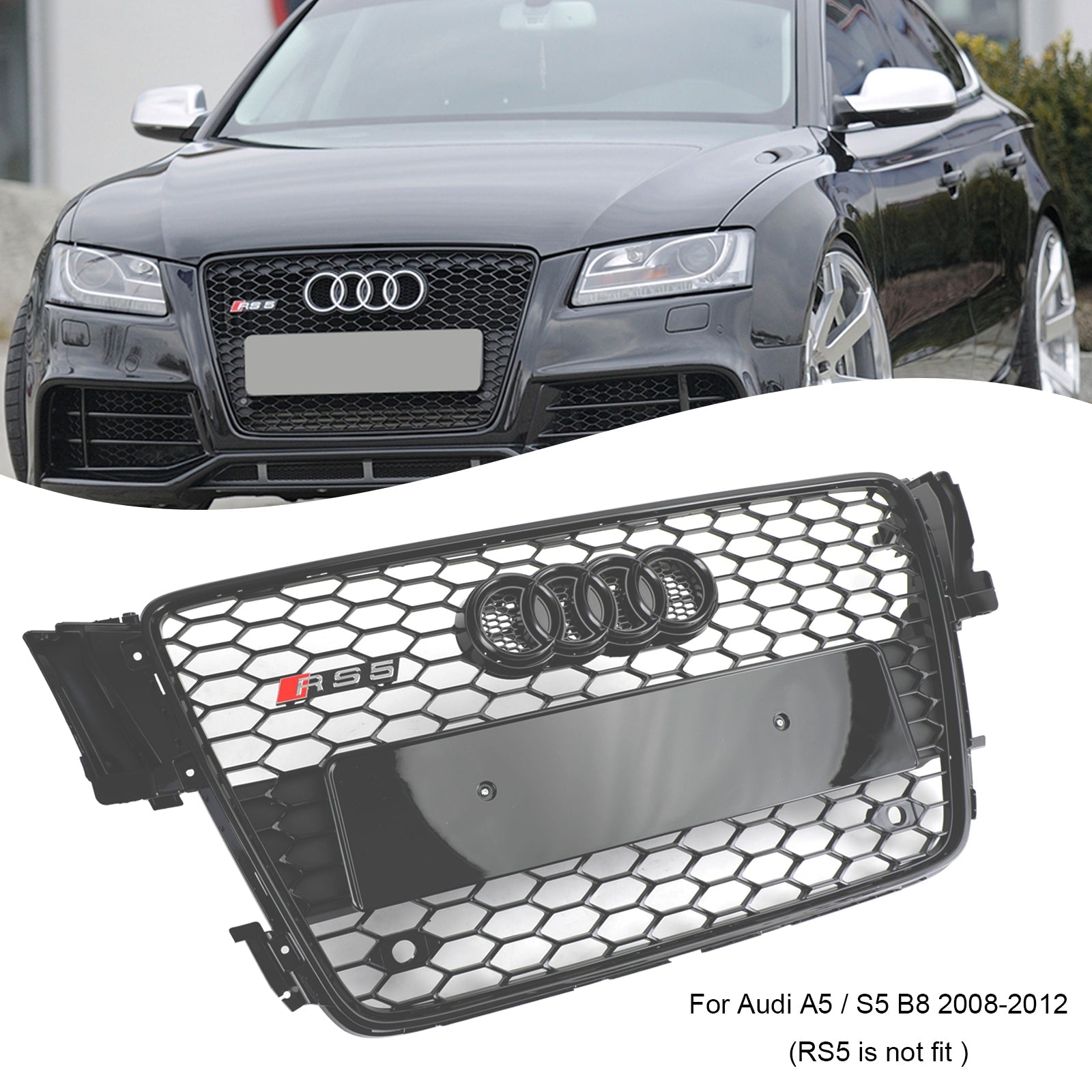 AUDI A5 S5 B8 2008-2012 RS5 Style Hood Henycomb Sport mesh Grille Grill