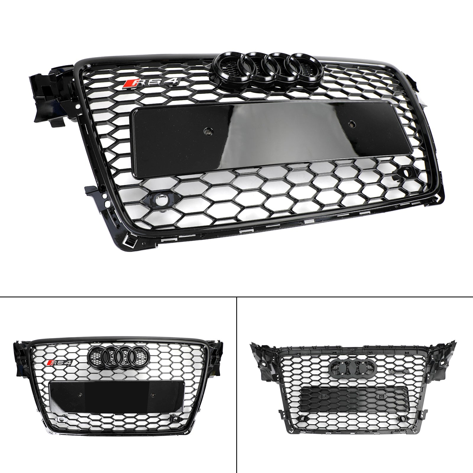 2009-2012 Audi A4/S4 Sline B8 Grill Replacement RS4 Style Honeycomb Sport Mesh Hex Grille Black Generic