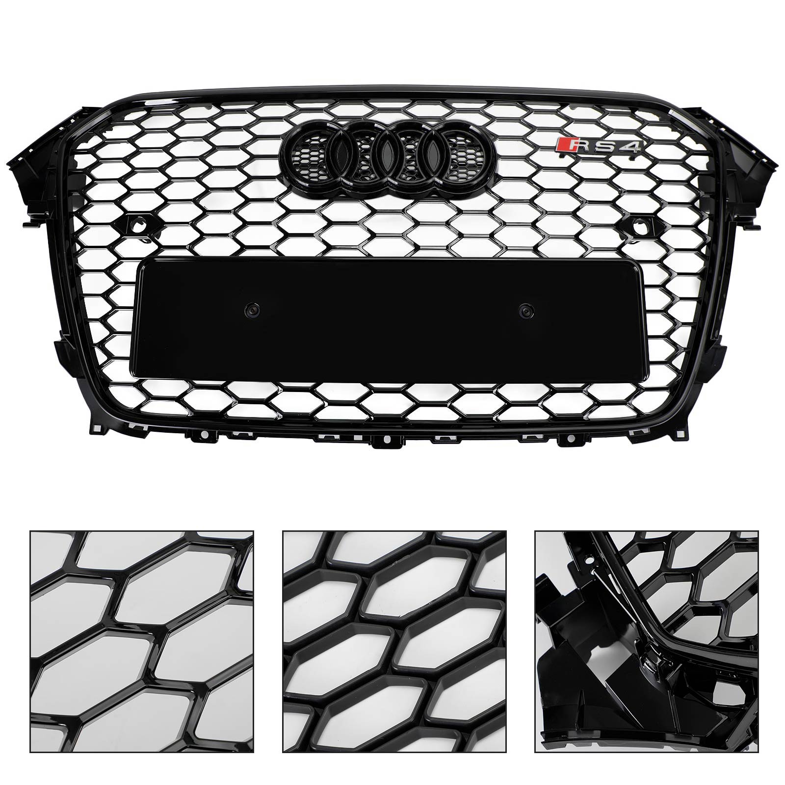 13-16 Audi A4 S4 RS4 Style Mesh Front Bumper Grille Grill Gloss Black
