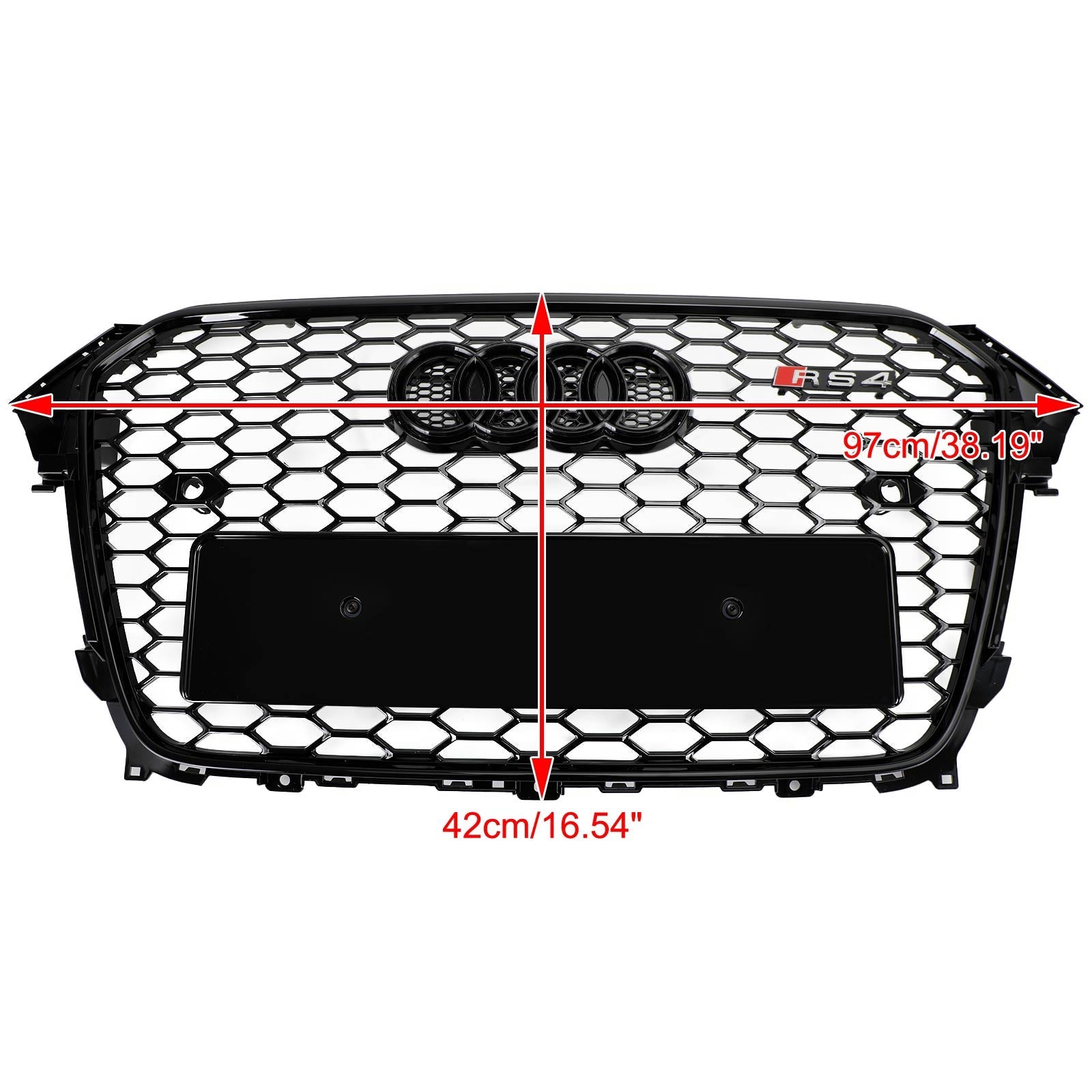 13-16 Audi A4 S4 RS4 Style Mesh Front Bumper Grille Grill Gloss Black