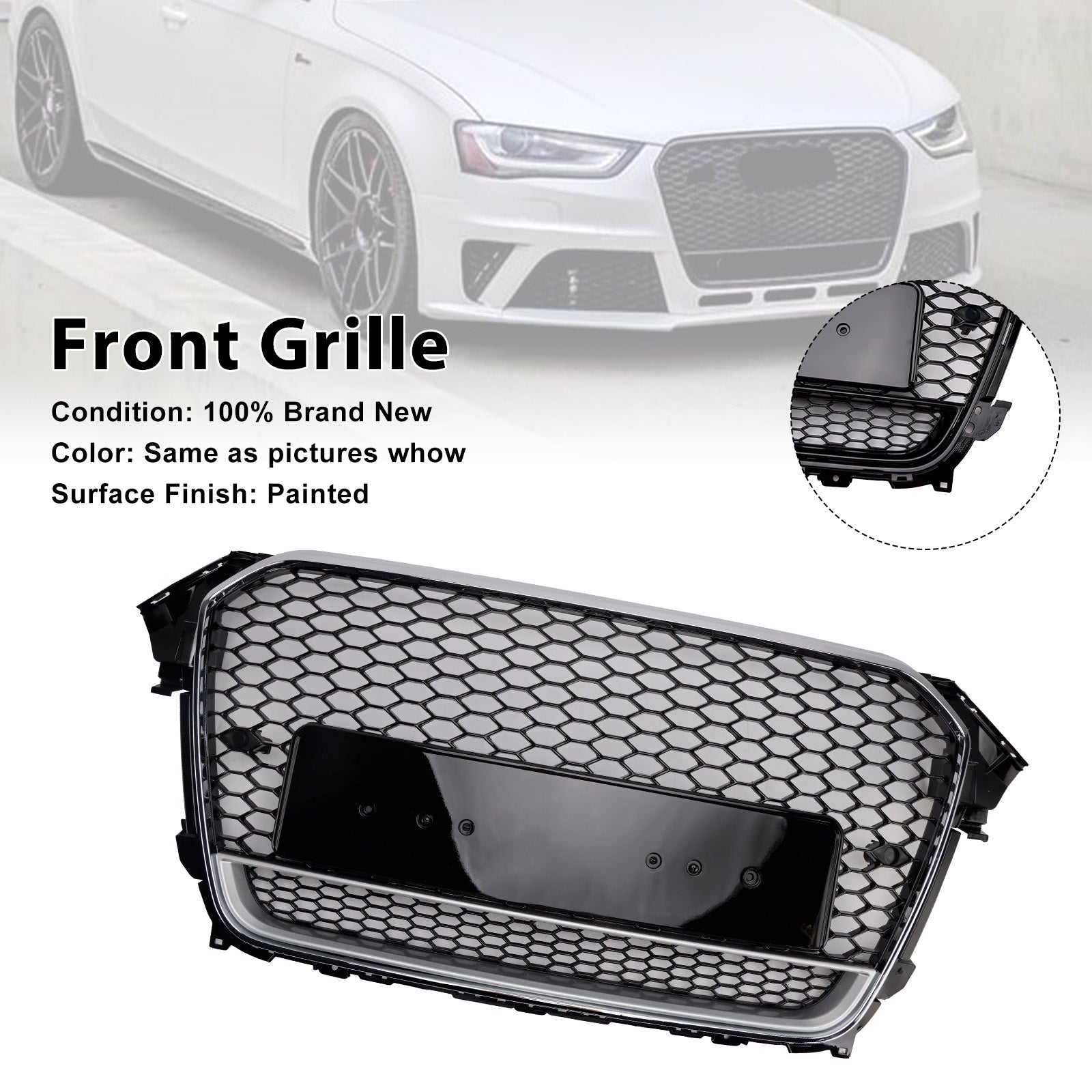2013-2016 Audi A4 S4 B8.5 w/ Quattro RS4 Style Front Bumper Grille Grill