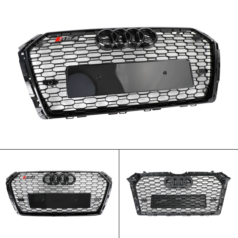 17-18 Audi A4/S4 Black Honeycomb RS4 Style Mesh Hex Grill Replacement Generic
