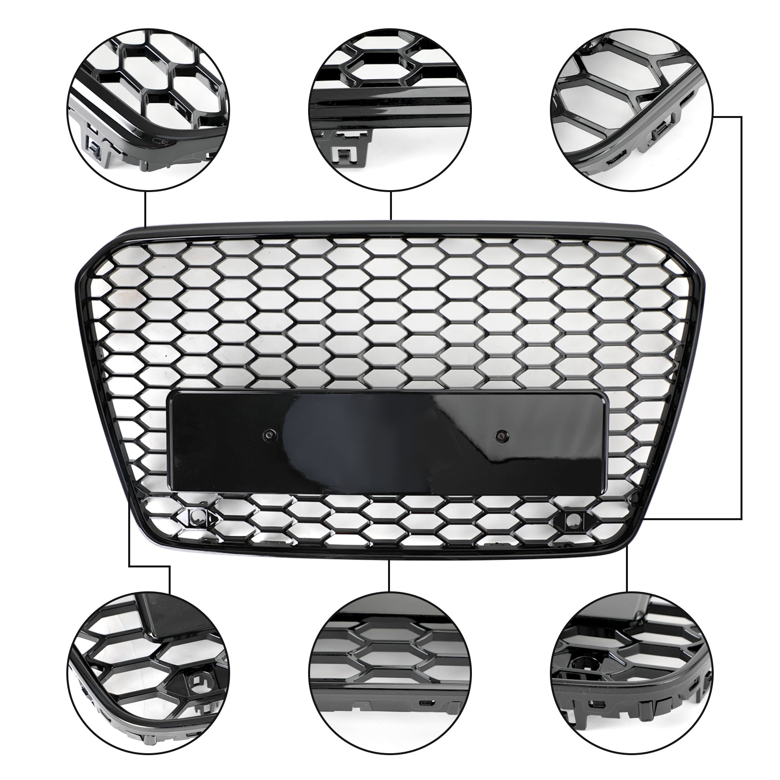 13-16 Audi A5 S5 B8.5 Grill Replacement RS5 Style Honeycomb Hex Mesh Front Bumper Grill Generic