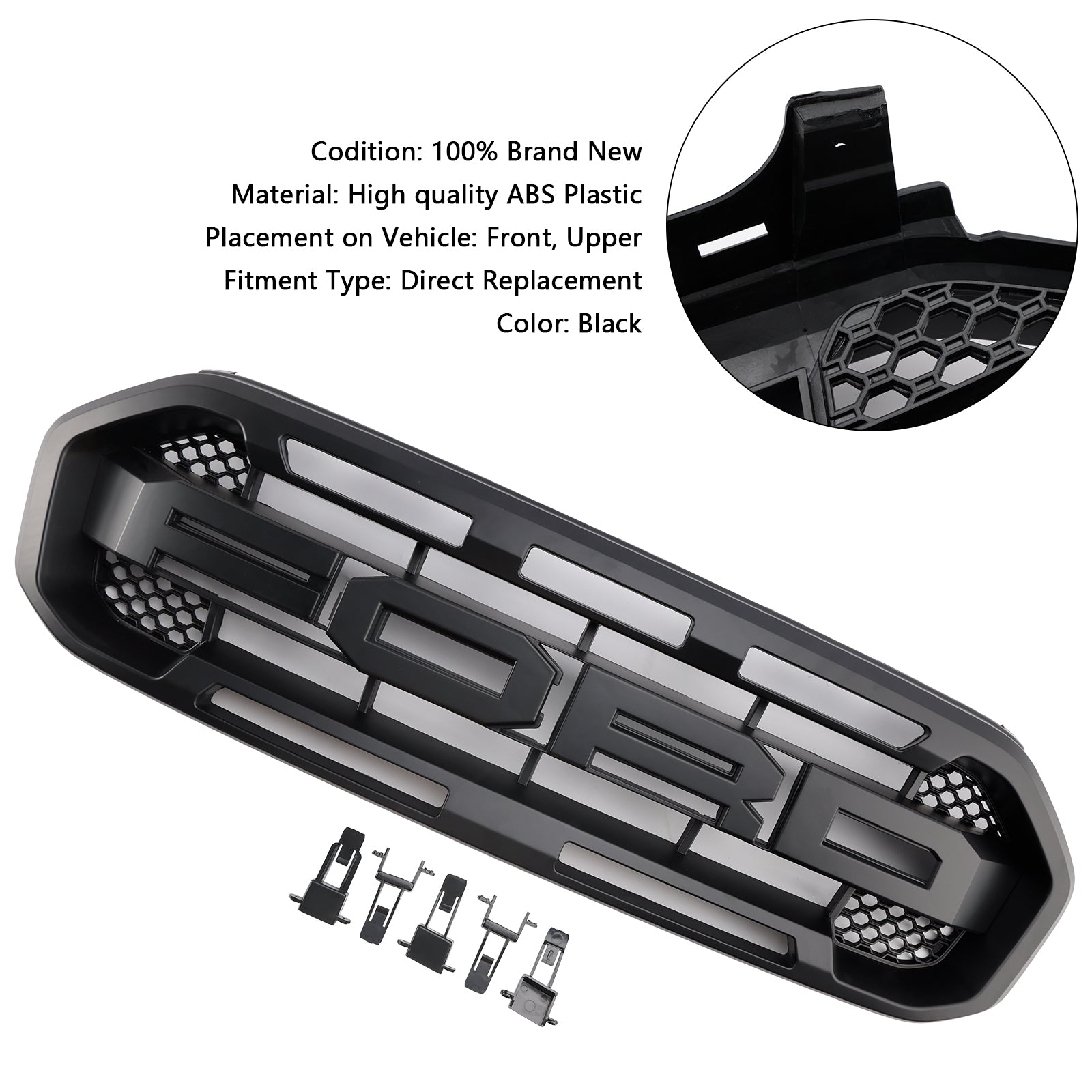 Raptor Style Front Bumper Grille Grill Fit Ford Ranger 2019-2023 Black